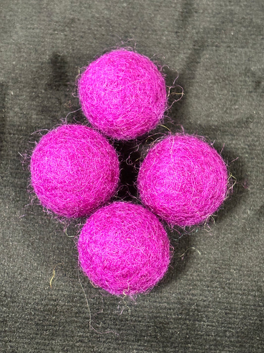 "DARK FUSCHIA" Wool Felt Balls, 100% New Zealand Wool, Handmade in Nepal