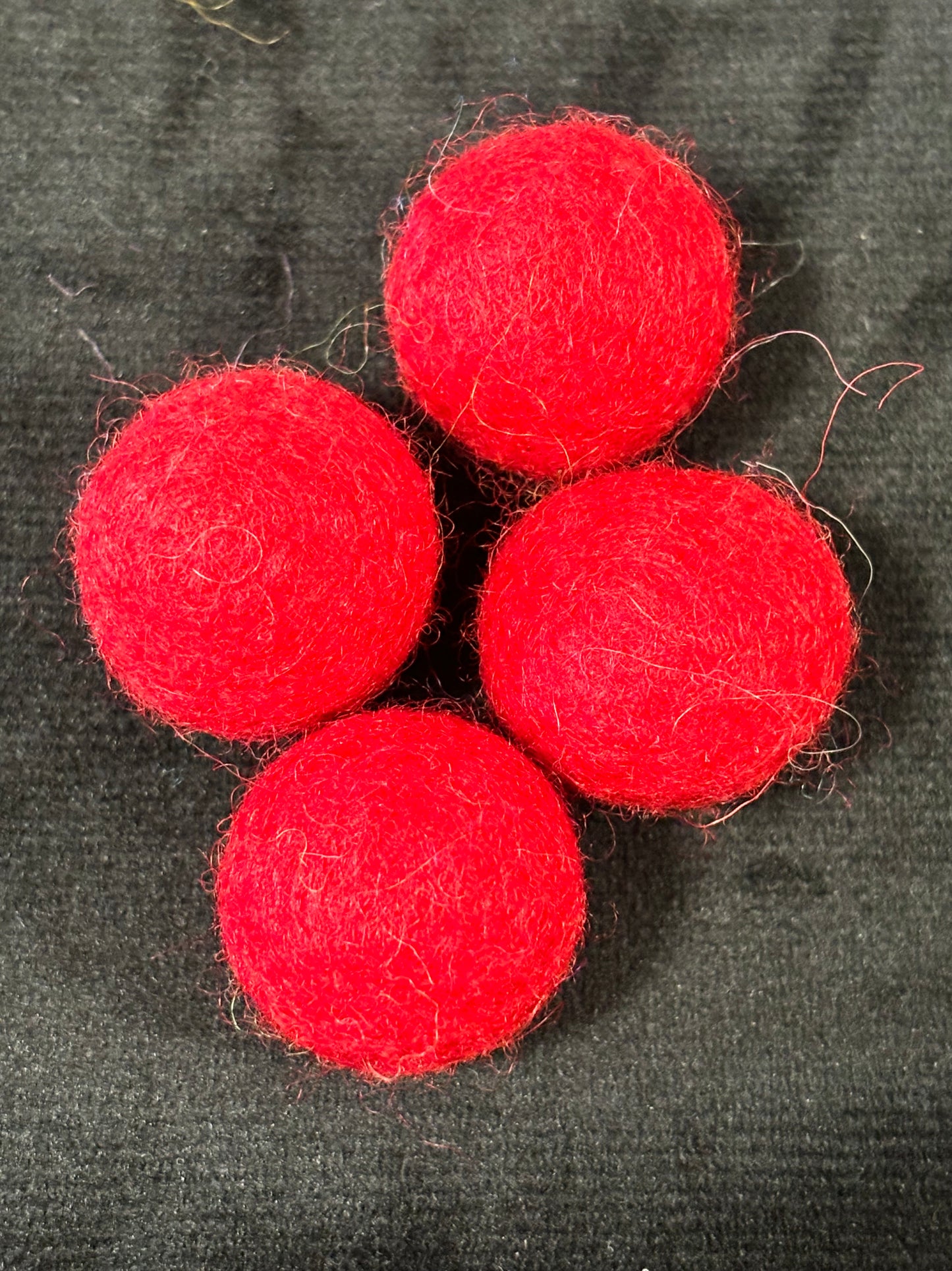 "RED" Wool Felt Balls, 100% New Zealand Wool, Handmade in Nepal