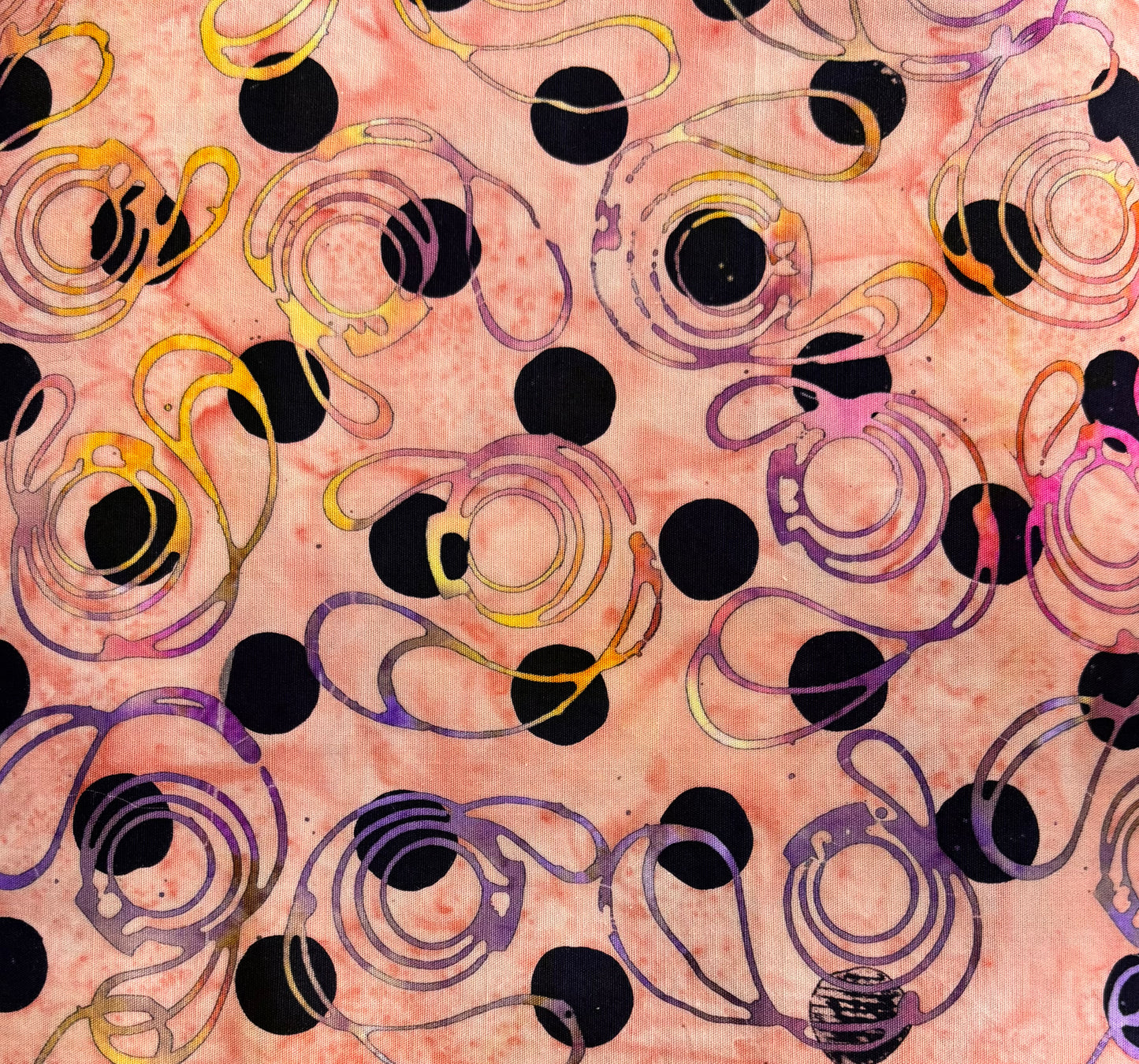 BATIK - Coral w/ Polka Dots & Multi-Coloured Swirls