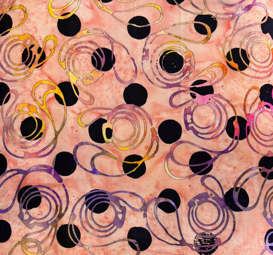 BATIK - Coral w/ Polka Dots & Multi-Coloured Swirls