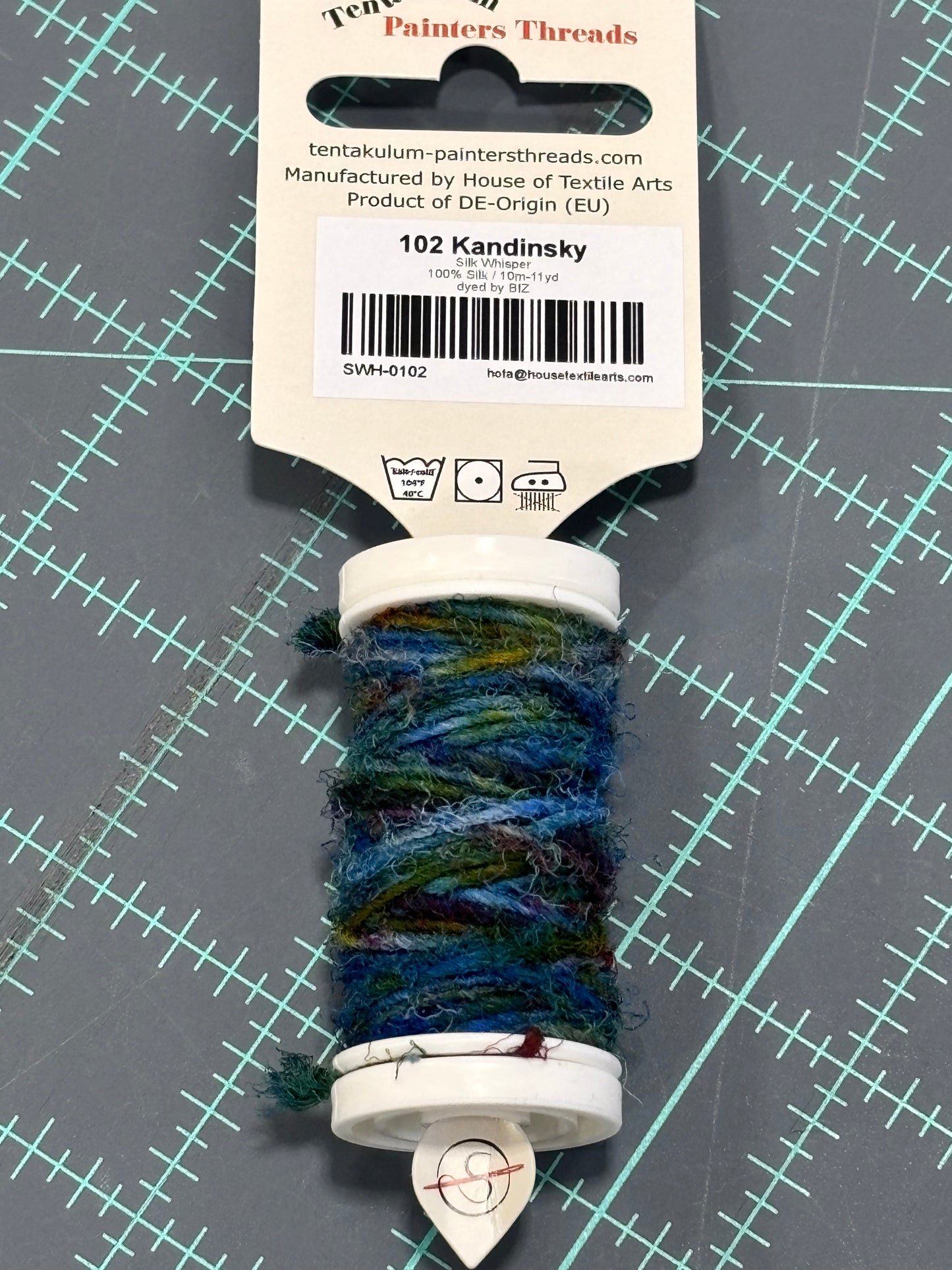 "KANDINSKY" Silk Whisper, 100% Silk, Unevenly Spun Recycled Silk Chiffon, Hand Dyed by Tentakulum Painters Threads in  -  KANDINSKY