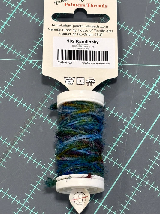 "KANDINSKY" Silk Whisper, 100% Silk, Unevenly Spun Recycled Silk Chiffon, Hand Dyed by Tentakulum Painters Threads in  -  KANDINSKY