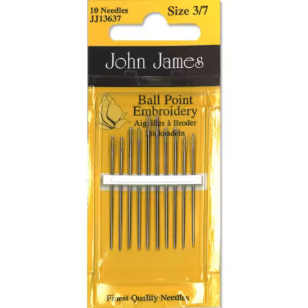 Ball Point Embroidery Needles by John James Size 3/7