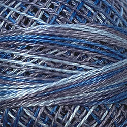 M68 - BLUE CLOUDS, Valdani Perle Cotton 8, Variegated