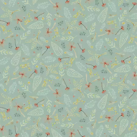 Tossed Leaves-Green, Mini Menagerie Collection by Audrey Jeanne Roberts for P&B Textiles