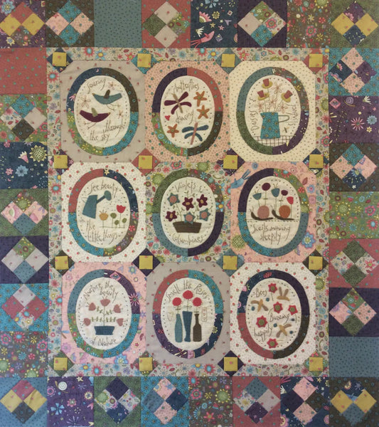 "Miss Rosie's Garden" Designed by Hatched and Patched, Quilt Pattern, Applique Quilt Pattern