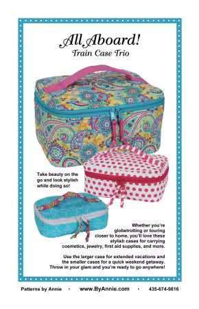 "ALL ABOARD TRAIN CASE TRIO", ByAnnie Bag Patterns