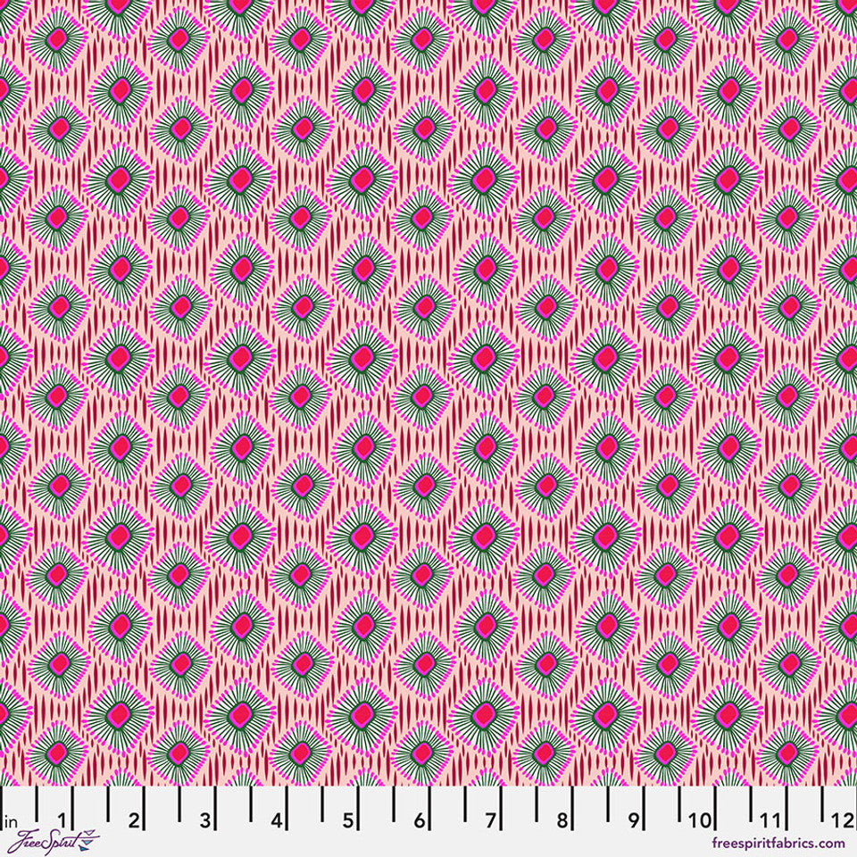 "DIAMOND OPULENCE - PINK" Paradise Blooms Collection, 100% Cotton, FreeSpirit