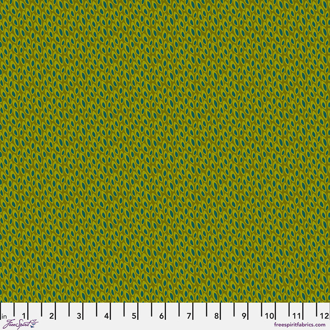 "PETITE PETALS - Olive" - Paradise Blooms Collection, FreeSpirit, 100% Cotton