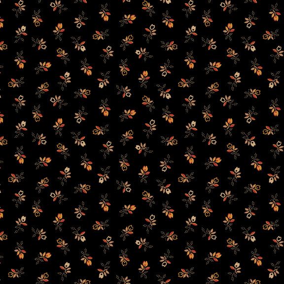 "TULIPS-BLACK" Cheddar & Coal III, Marcus Fabrics