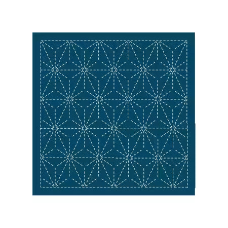 "ASA-NO-HA" Sashiko Sampler, Navy, Traditional Japanese Design