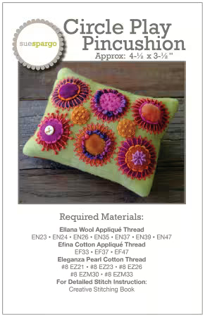 'CIRCLE PLAY" Pincushion Pattern, Wool Applique, Sue Spargo