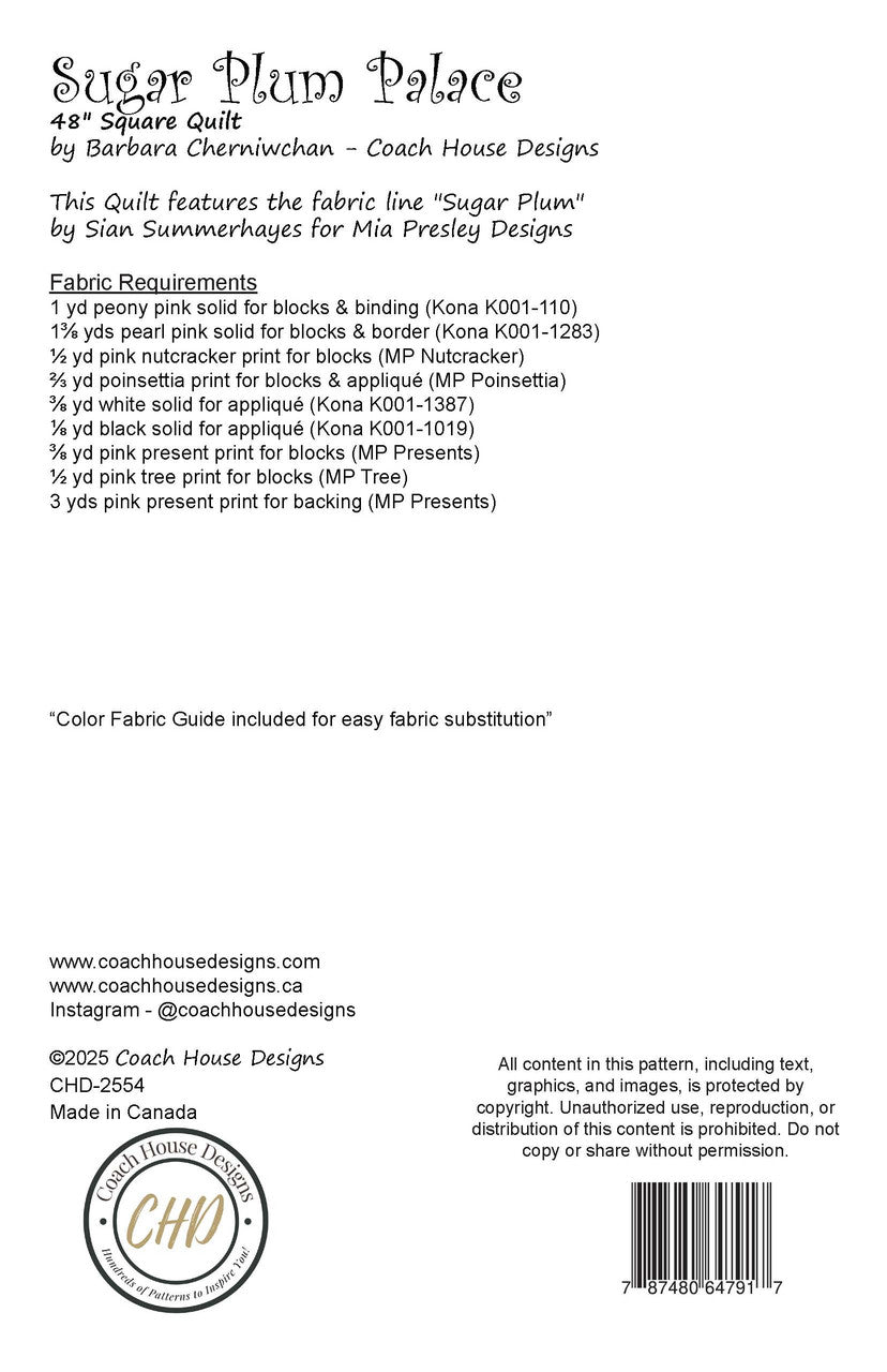 "Sugar Plum Palace" Quilt Pattern, Christmas by COACH HOUSE DESIGNS