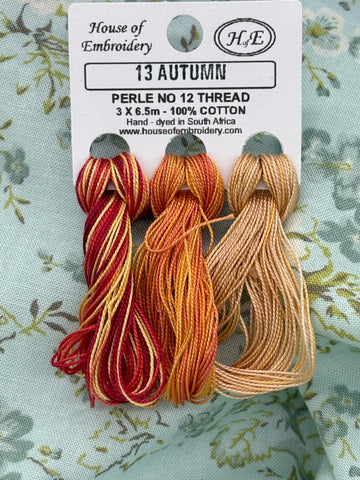 Perle Cotton 8, "AUTUMN", 3 on a Card, House of Embroidery