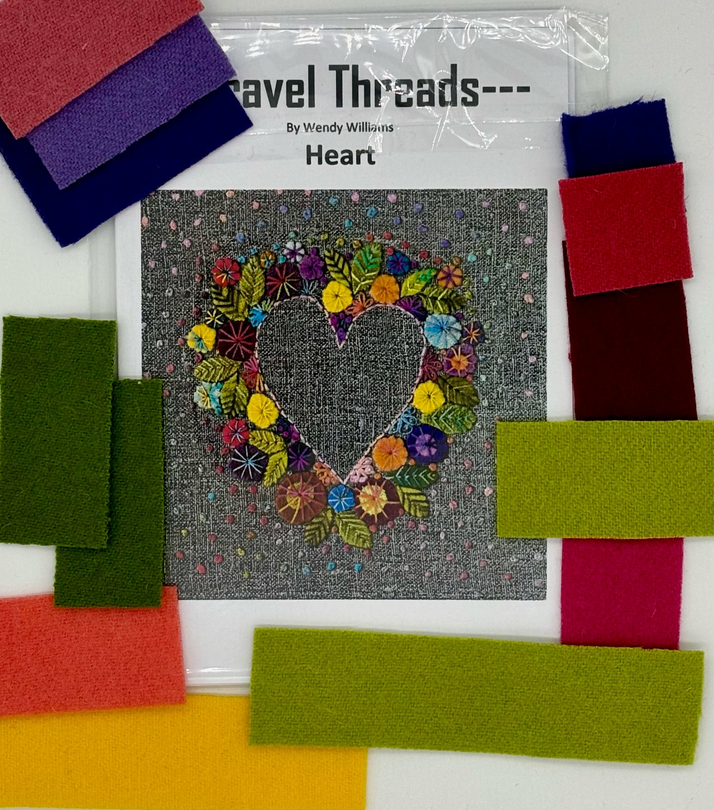 Travel Threads- Heart Wool Applique Pattern & Bundles - The Needle & Thread Emporium