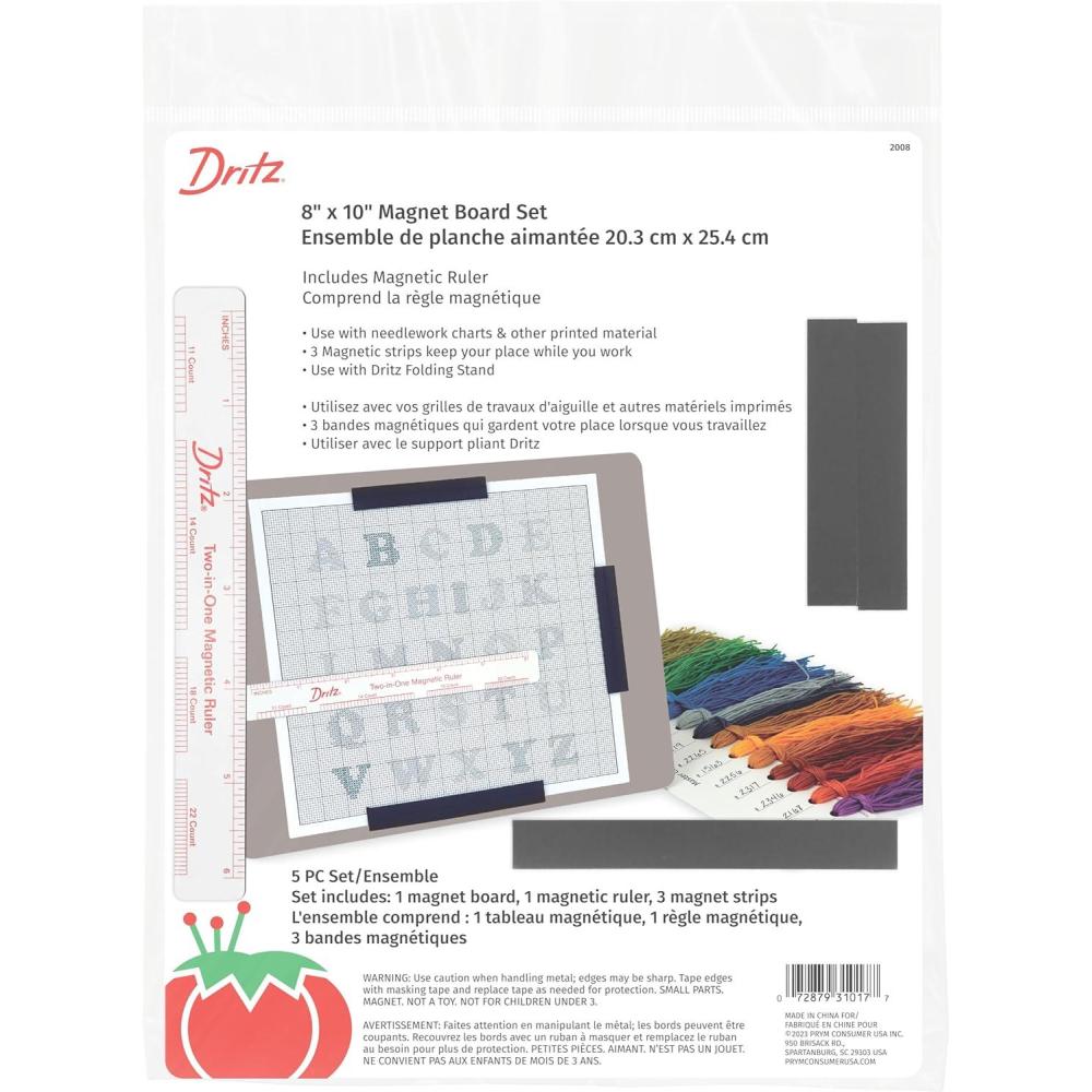 Magnetic Board , 8" x 10", with Ruler by DRITZ, Needlework Accessory